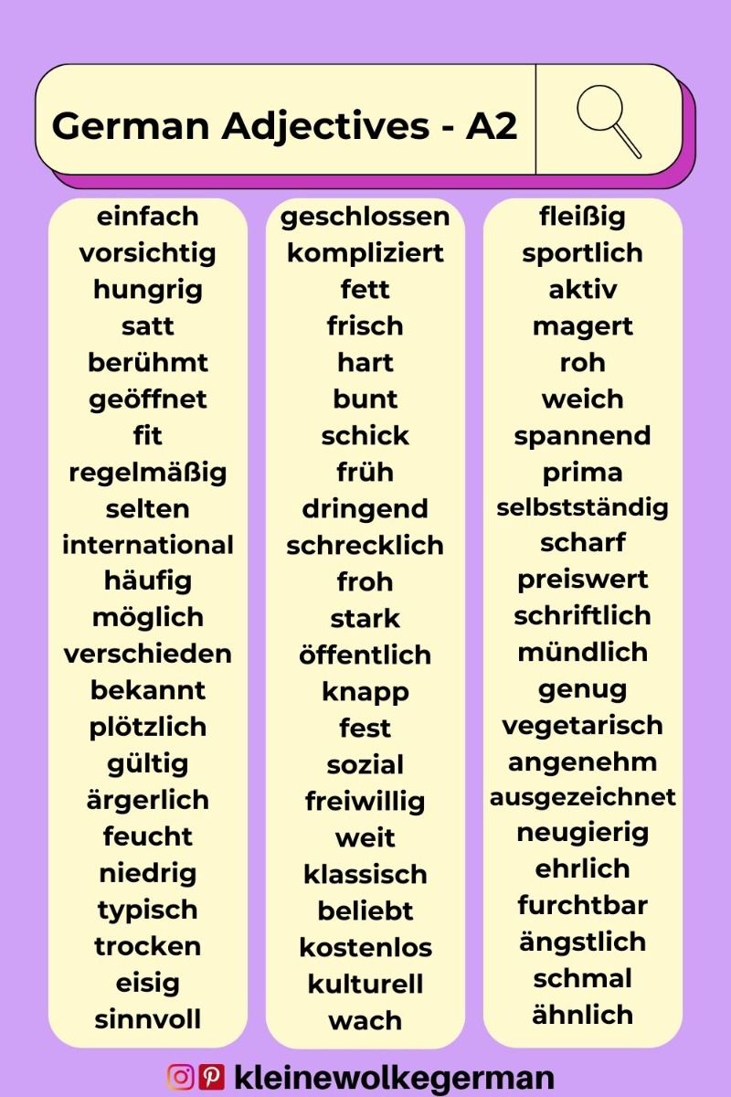 German Adjectives A2
