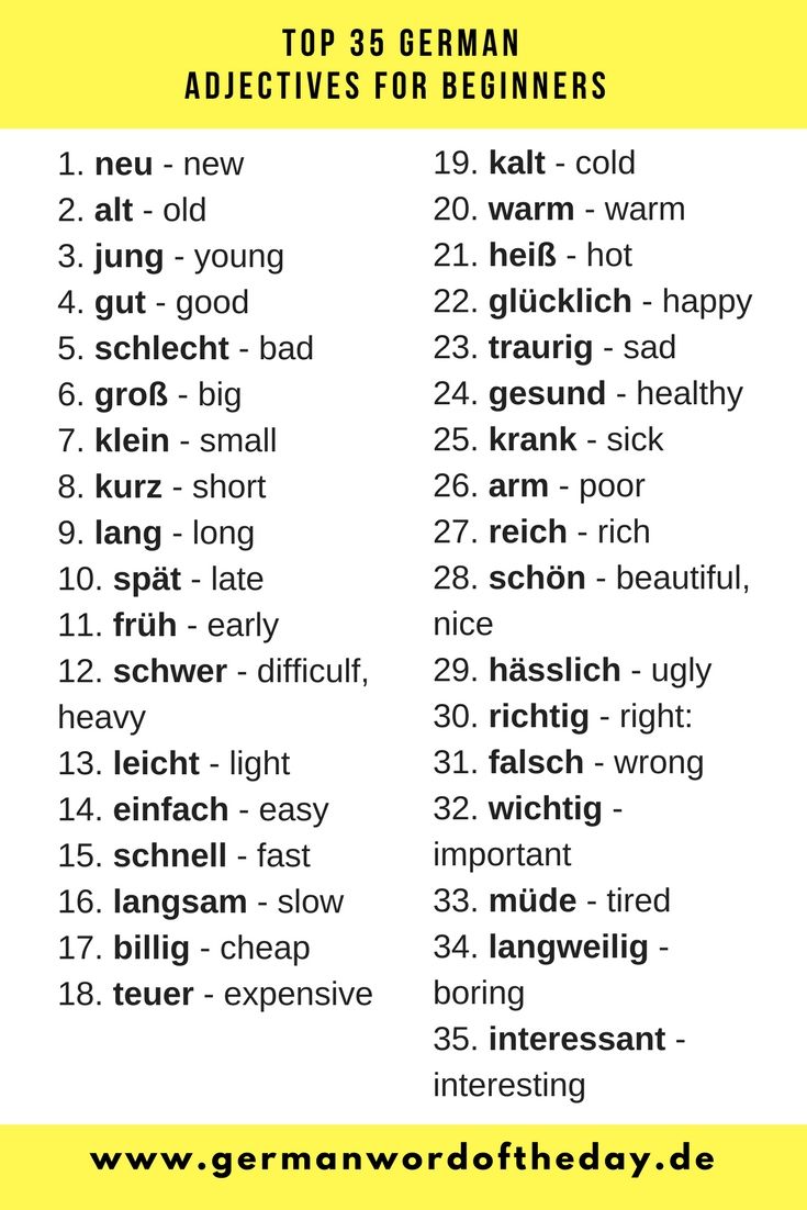 Top 35 German adjectives for beginners