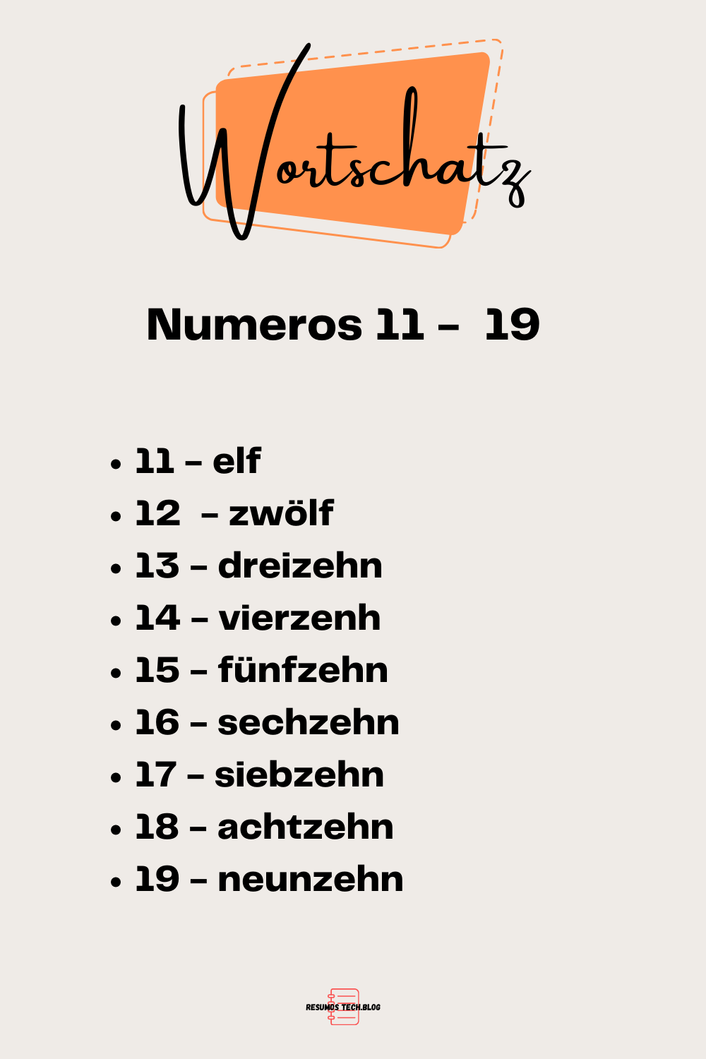 Vocabulário Alemão – Números 11 – 19
