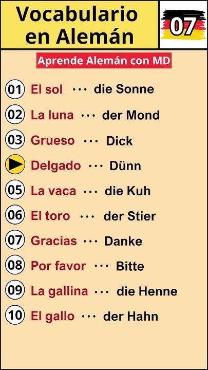 Vocabulario en alemán 07 🇩🇪 #alemanonline #deutschlernen #aprendealeman #vocabularioaleman #aleman