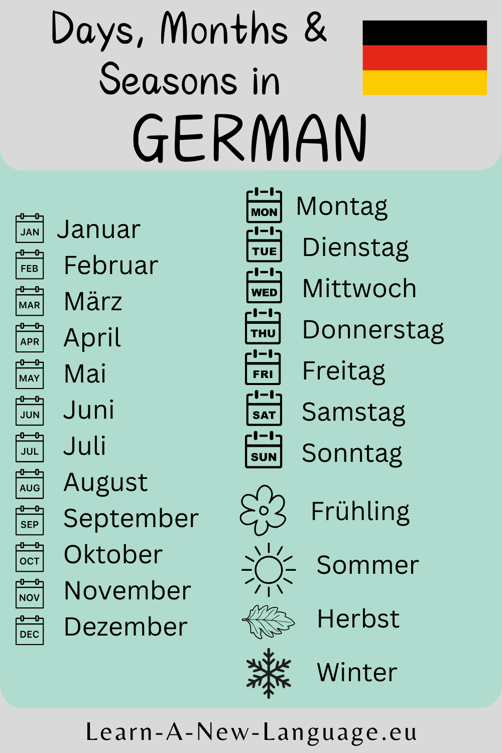 Days, Months & Seasons in German