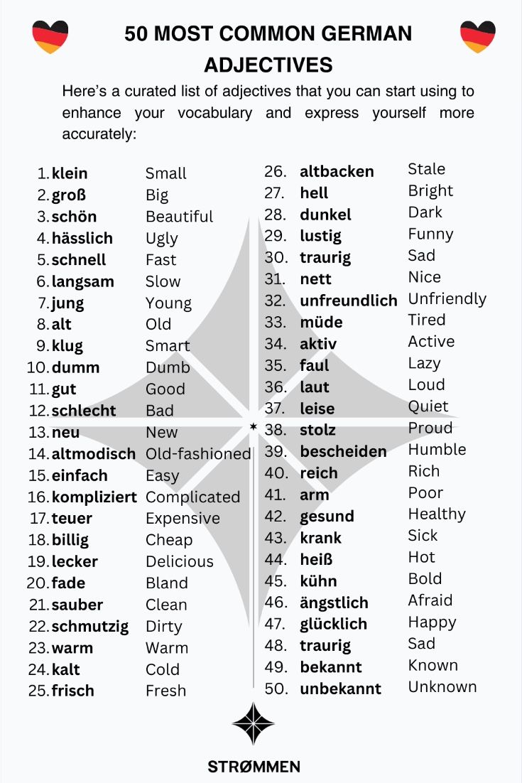 The 50 Most Common German Adjectives