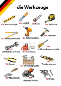 Frau – German Vocabulary: the tools in German. Deutsch für Anfänger. German for beginners.  #deutschalszweitsprache #germanlanguage #germany #deutschesprache #deutschkurs #deutschland #onlinegerman #onlinedeutsch #foryouシpage #post2025シ | Facebook